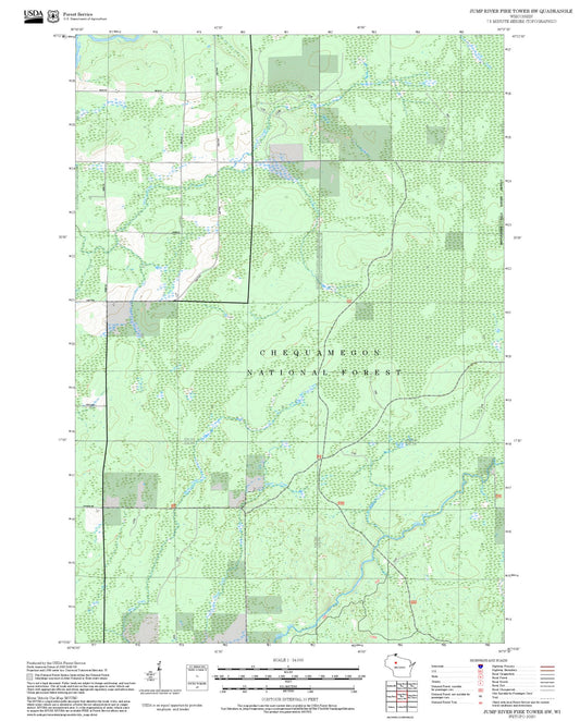 2025 Forest Service Topo Map of Jump River Fire Tower SW Wisconsin