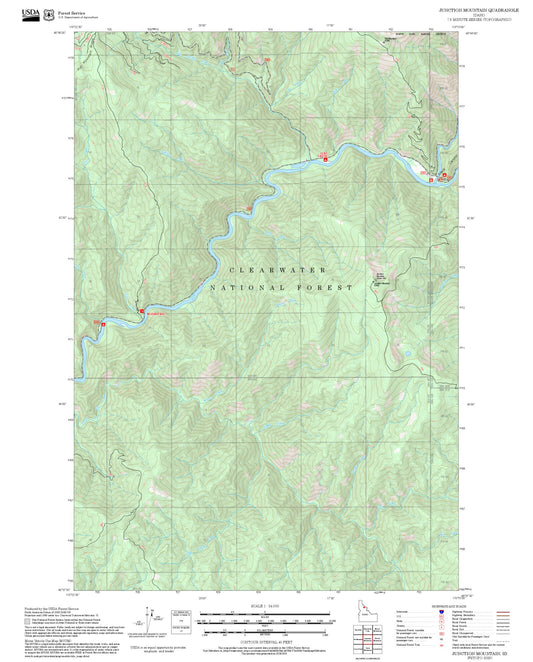2025 Forest Service Topo Map of Junction Mountain Idaho