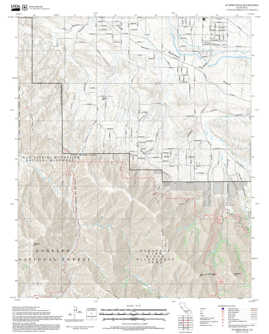 2025 Forest Service Topo Map of Juniper Hills California