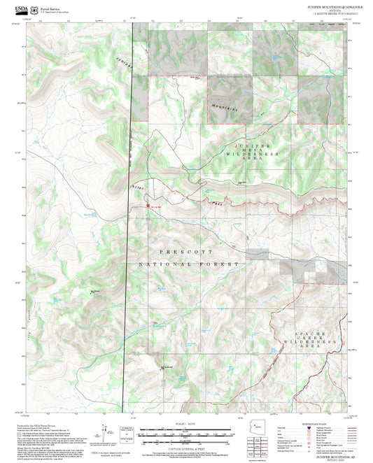 2025 Forest Service Topo Map of Juniper Mountains Arizona