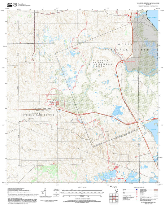 2025 Forest Service Topo Map of Juniper Springs Florida