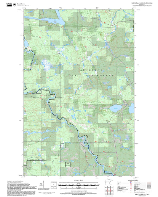 2025 Forest Service Topo Map of Kabustasa Lake Minnesota