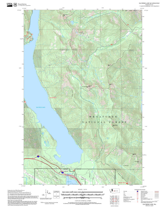 2025 Forest Service Topo Map of Kachess Lake Washington