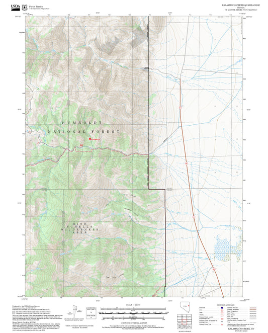 2025 Forest Service Topo Map of Kalamazoo Creek Nevada