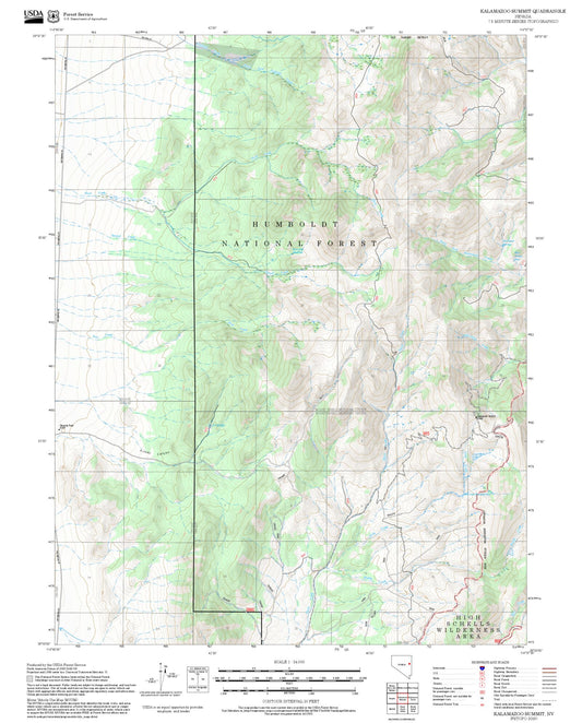 2025 Forest Service Topo Map of Kalamazoo Summit Nevada