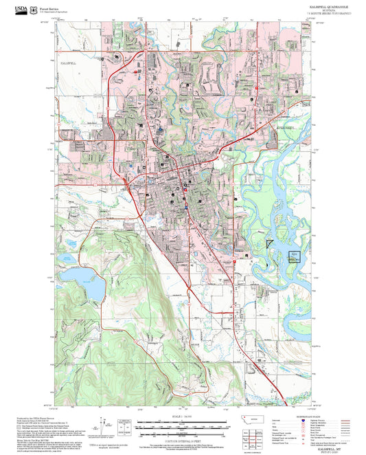 2025 Forest Service Topo Map of Kalispell Montana