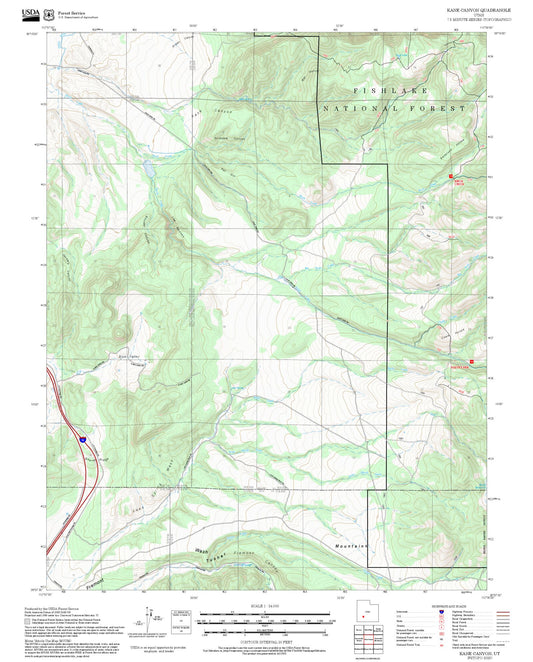 2025 Forest Service Topo Map of Kane Canyon Utah