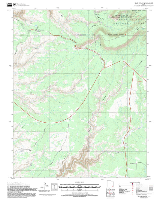 2025 Forest Service Topo Map of Kane Gulch Utah