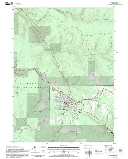 2025 Forest Service Topo Map of Kane Pennsylvania