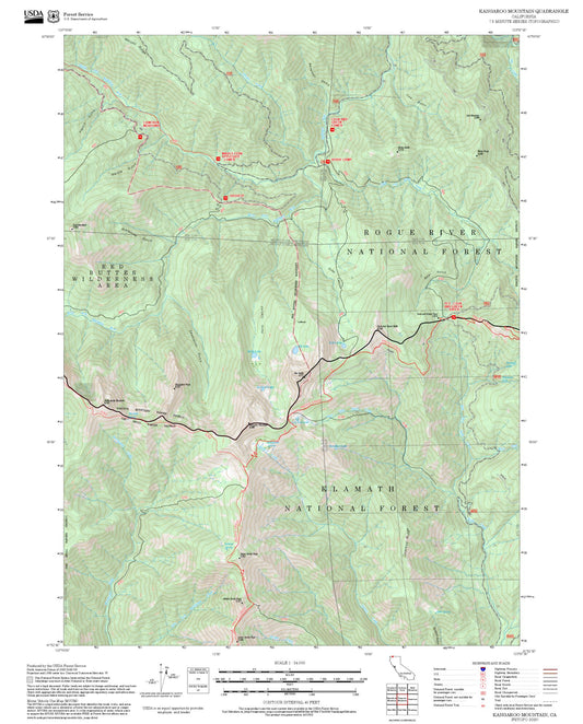 2025 Forest Service Topo Map of Kangaroo Mountain California