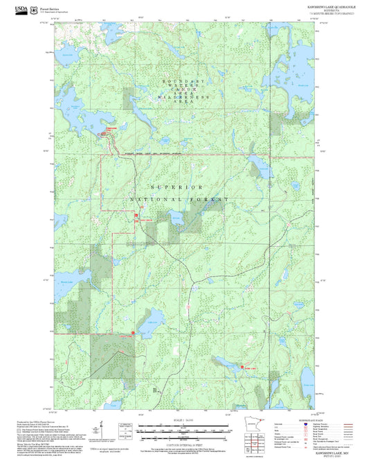 2025 Forest Service Topo Map of Kawishiwi Lake Minnesota