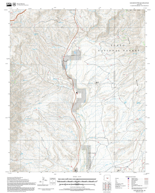 2025 Forest Service Topo Map of Kayler Butte Arizona
