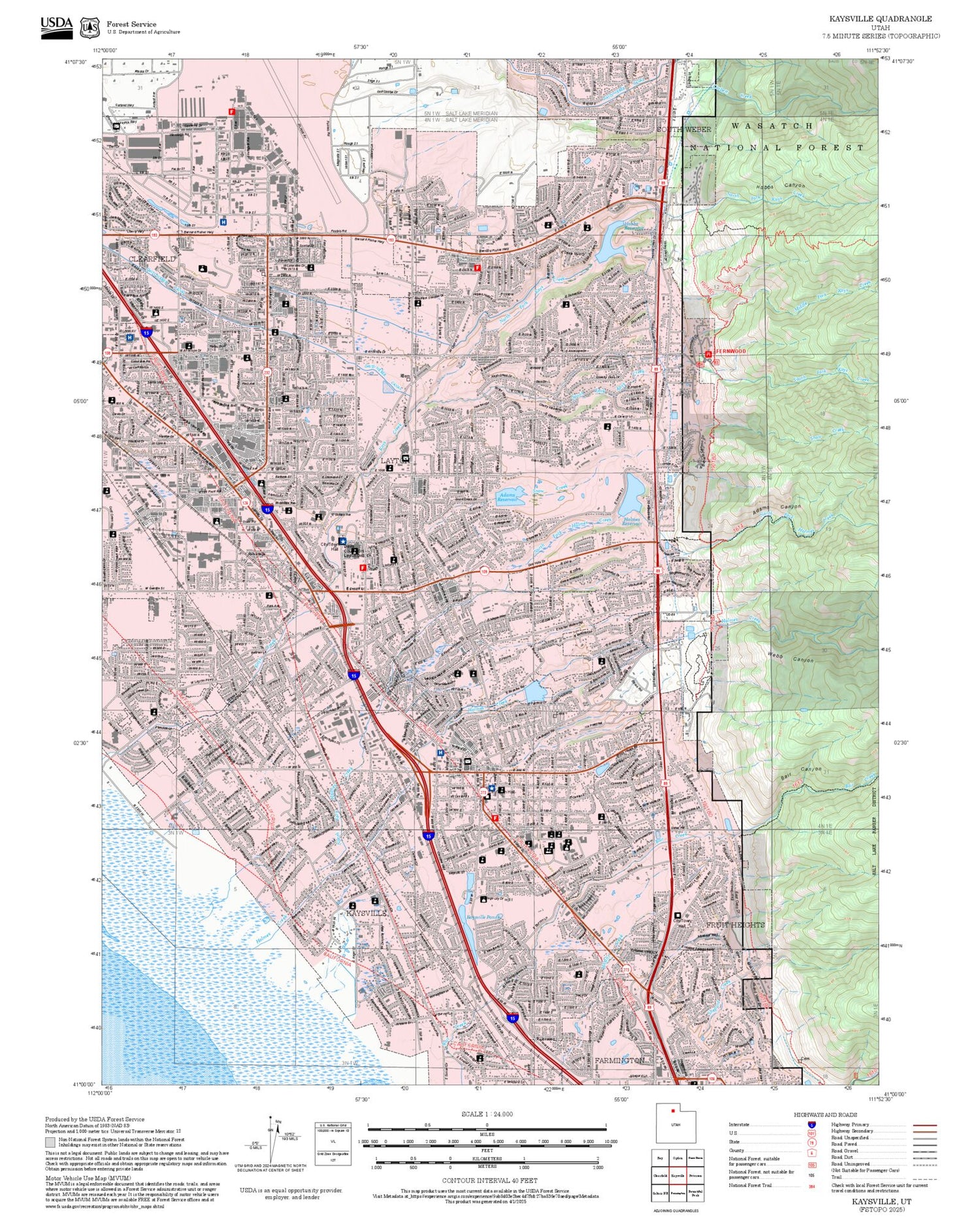 2025 Forest Service Topo Map of Kaysville Utah