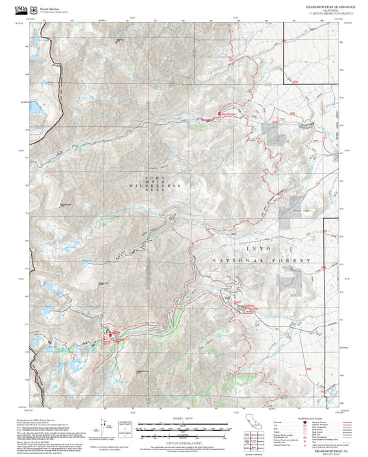 2025 Forest Service Topo Map of Kearsarge Peak California