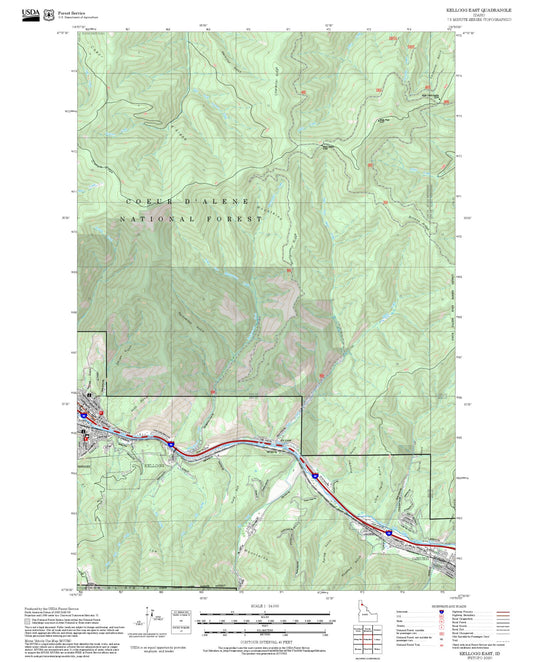 2025 Forest Service Topo Map of Kellogg East Idaho