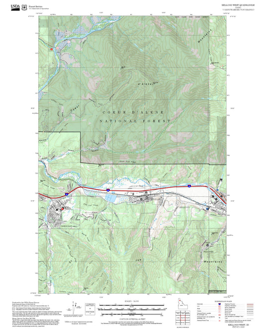 2025 Forest Service Topo Map of Kellogg West Idaho