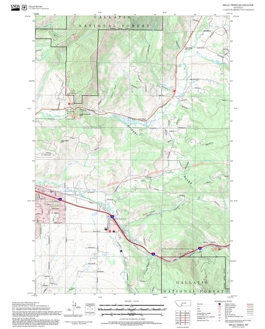 2025 Forest Service Topo Map of Kelly Creek Montana