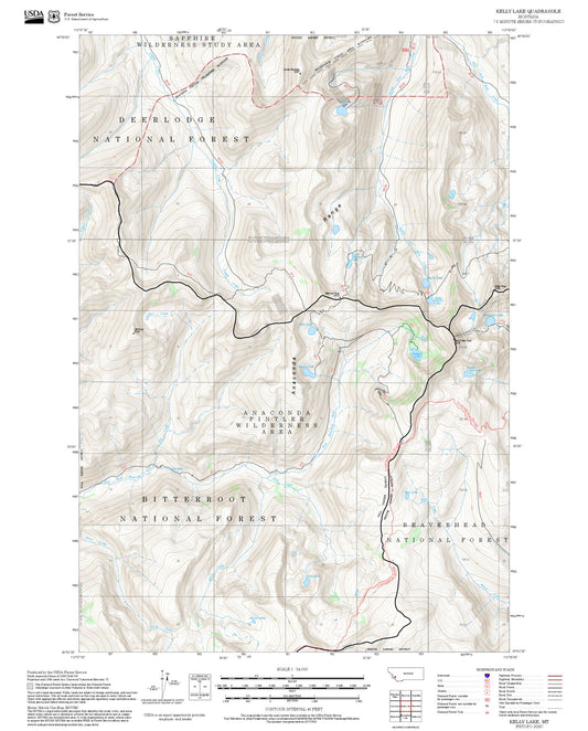 2025 Forest Service Topo Map of Kelly Lake Montana