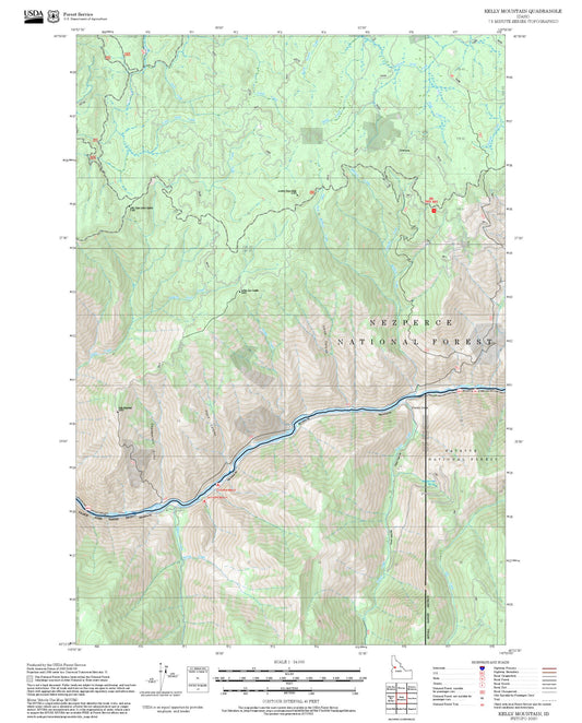 2025 Forest Service Topo Map of Kelly Mountain Idaho