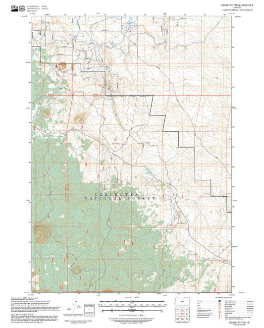 2025 Forest Service Topo Map of Kelsey Butte Oregon