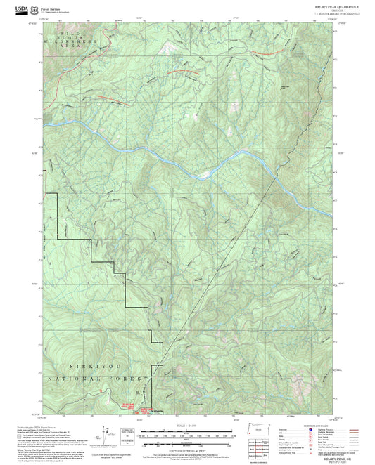 2025 Forest Service Topo Map of Kelsey Peak Oregon