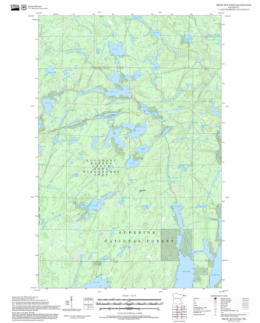 2025 Forest Service Topo Map of Kelso Mountain Minnesota
