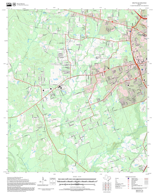 2025 Forest Service Topo Map of Keltys Texas