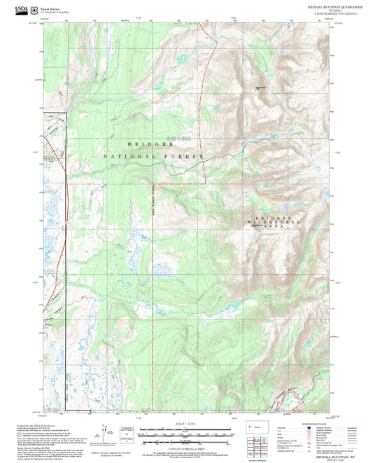 2025 Forest Service Topo Map of Kendall Mountain Wyoming