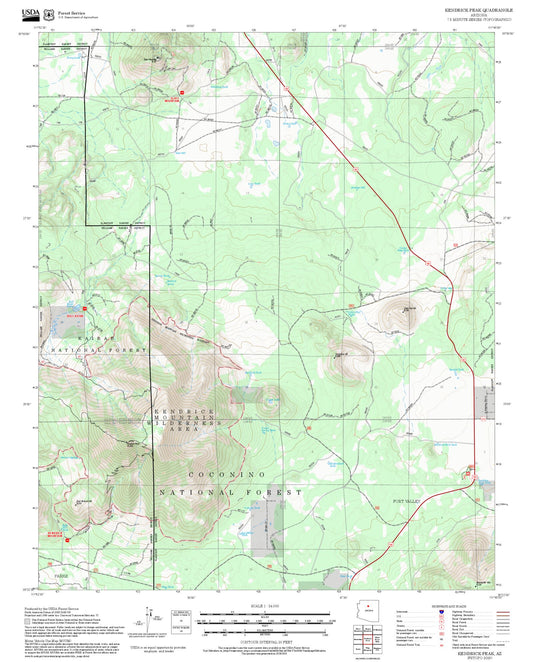 2025 Forest Service Topo Map of Kendrick Peak Arizona