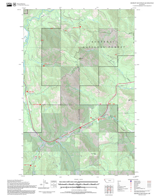 2025 Forest Service Topo Map of Kenelty Mountain Montana