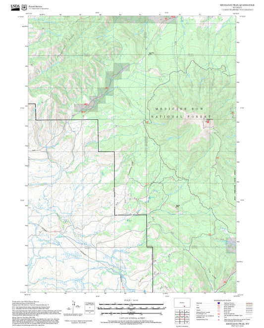 2025 Forest Service Topo Map of Kennaday Peak Wyoming