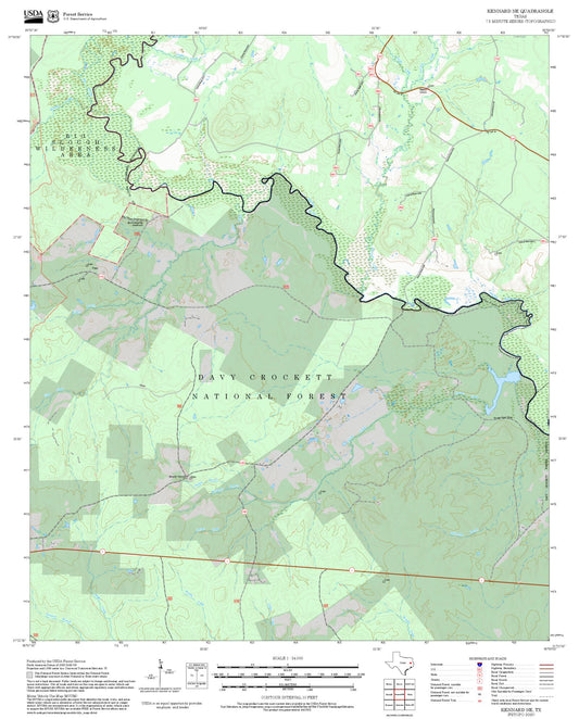 2025 Forest Service Topo Map of Kennard NE Texas