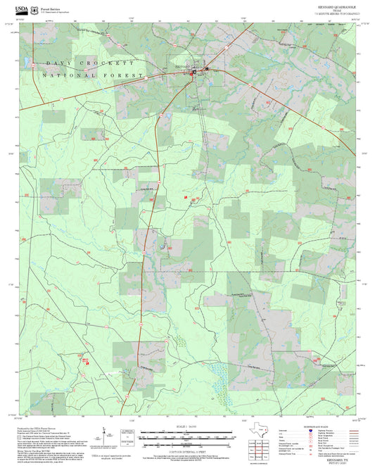 2025 Forest Service Topo Map of Kennard Texas