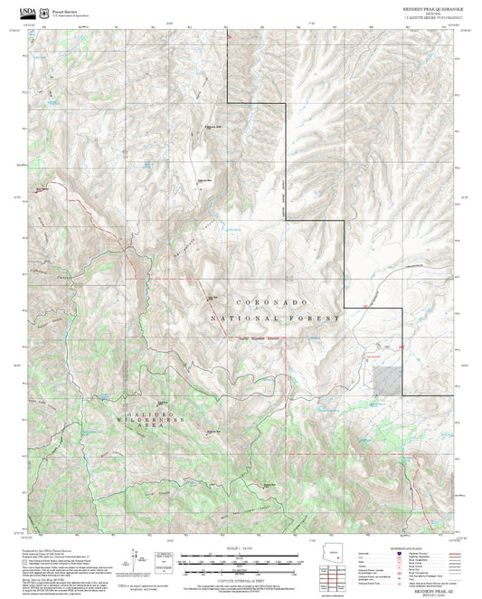 2025 Forest Service Topo Map of Kennedy Peak Arizona