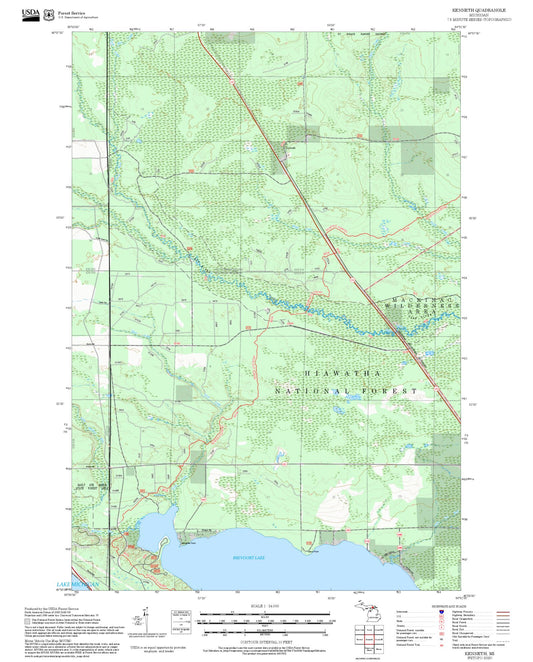 2025 Forest Service Topo Map of Kenneth Michigan