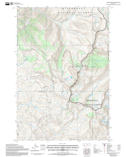 2025 Forest Service Topo Map of Kent Peak Montana
