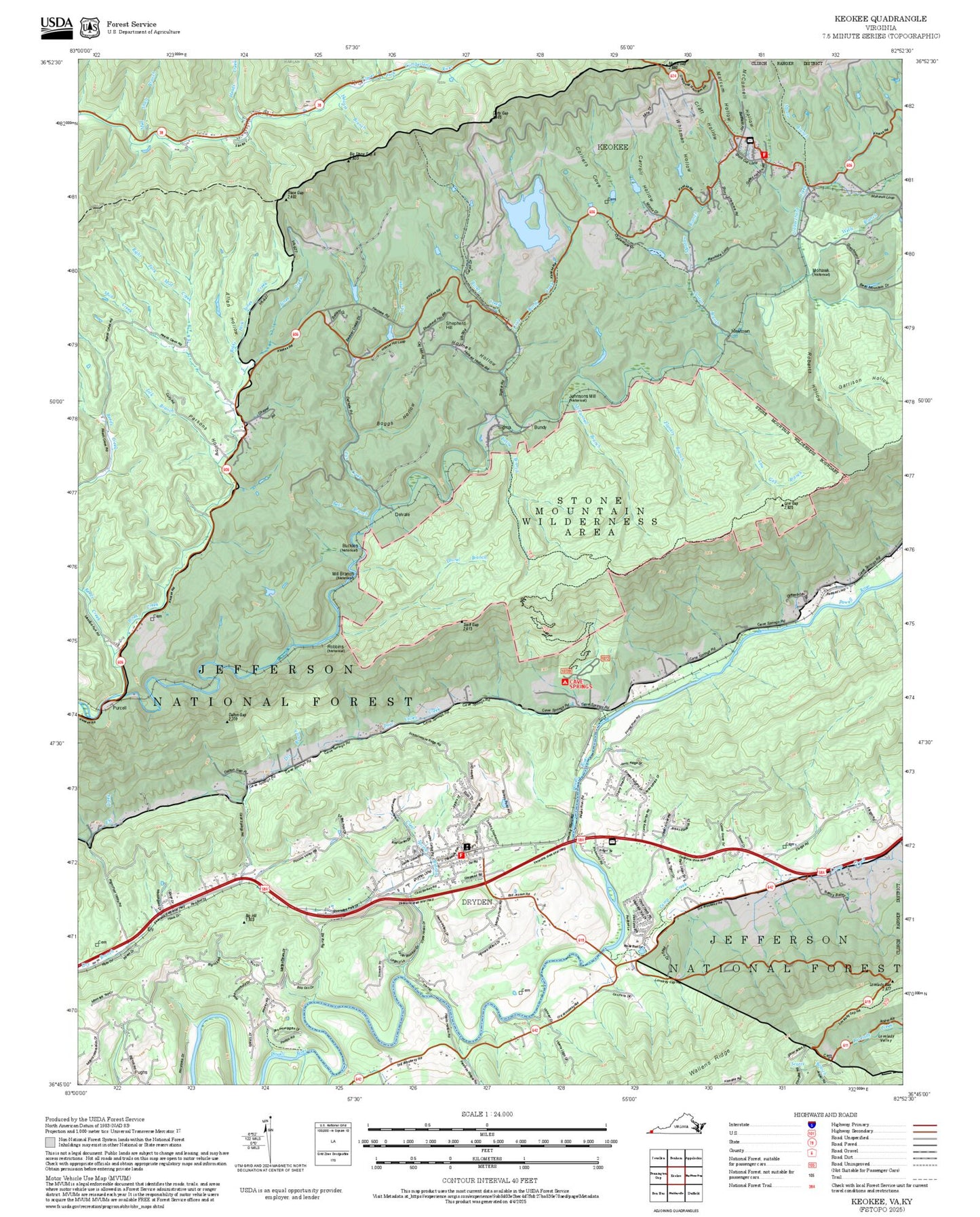 2025 Forest Service Topo Map of Keokee Virginia