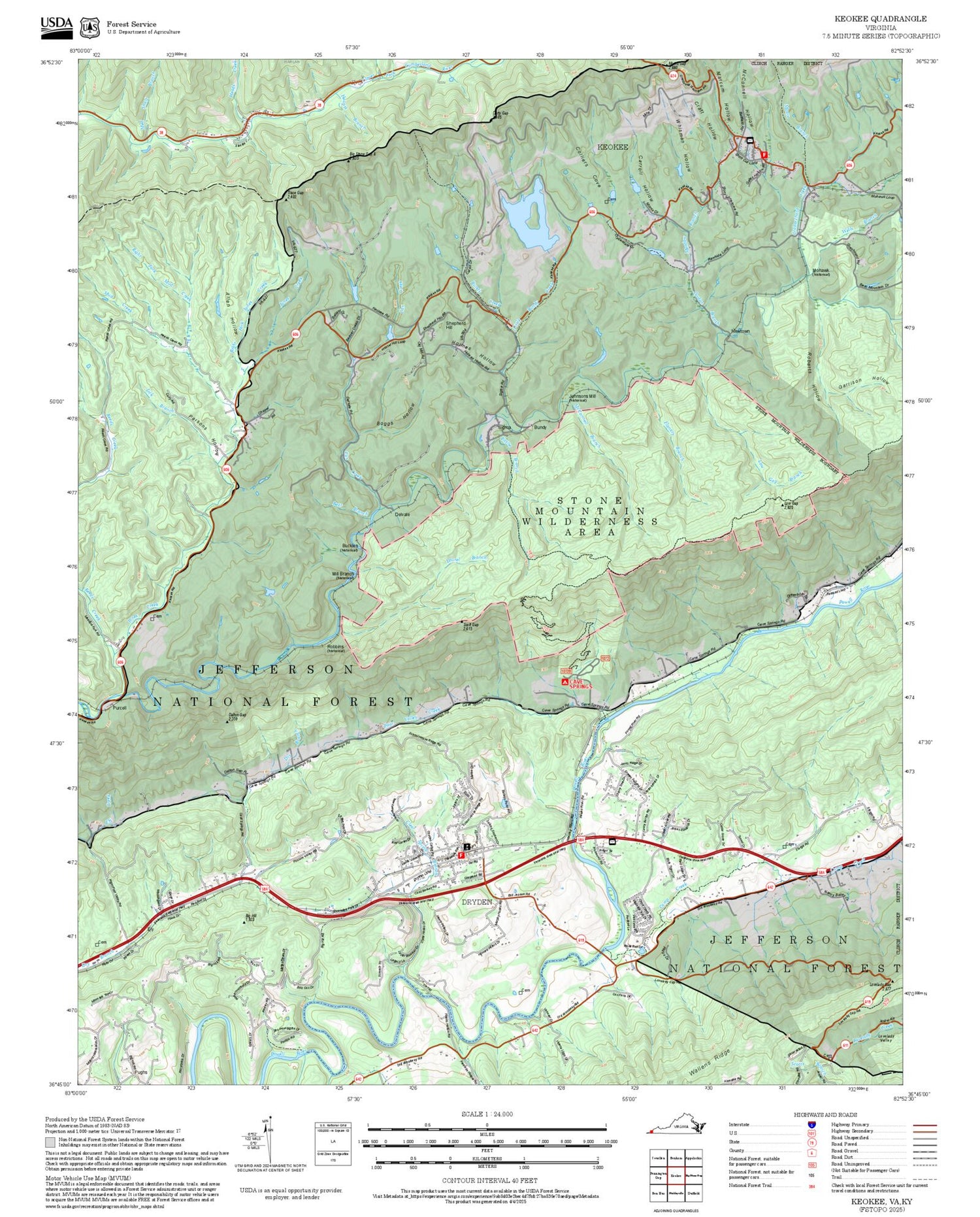 2025 Forest Service Topo Map of Keokee Virginia