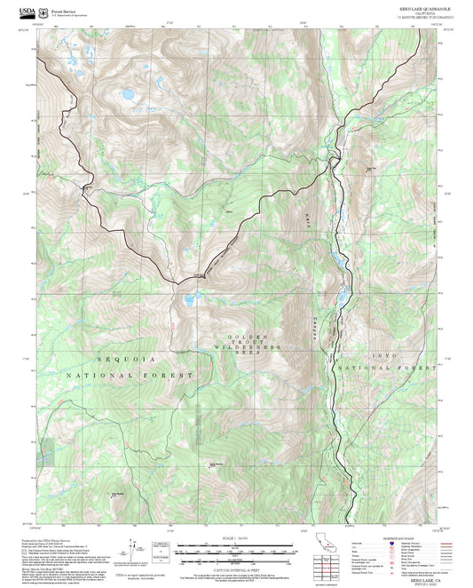 2025 Forest Service Topo Map of Kern Lake California