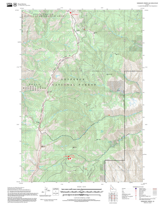 2025 Forest Service Topo Map of Kessler Creek Idaho
