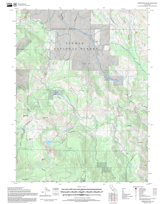 2025 Forest Service Topo Map of Kettle Rock California