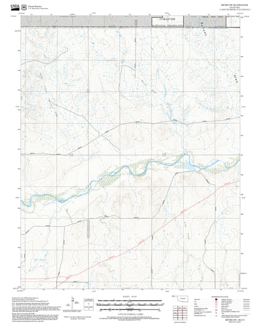 2025 Forest Service Topo Map of Keyes NW Oklahoma