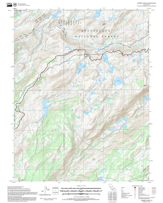 2025 Forest Service Topo Map of Kibbie Lake California