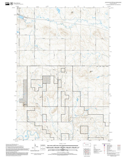 2025 Forest Service Topo Map of Kid Rich Butte South Dakota