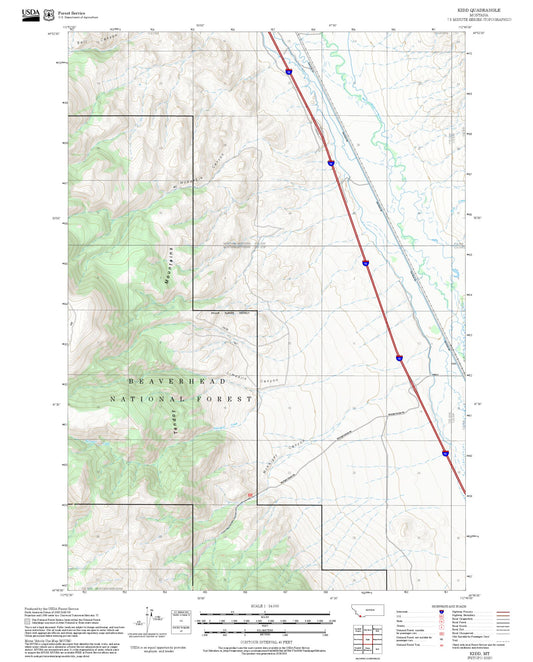 2025 Forest Service Topo Map of Kidd Montana