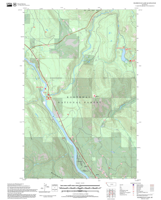 2025 Forest Service Topo Map of Kilbrennan Lake Montana