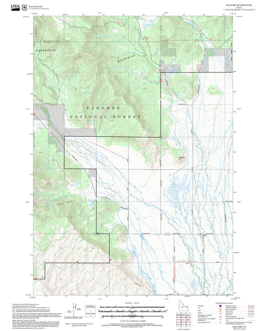 2025 Forest Service Topo Map of Kilgore Idaho