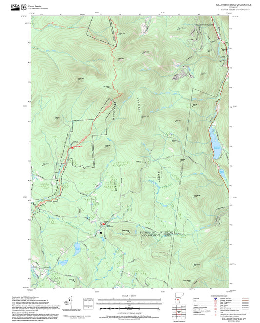 2025 Forest Service Topo Map of Killington Peak Vermont