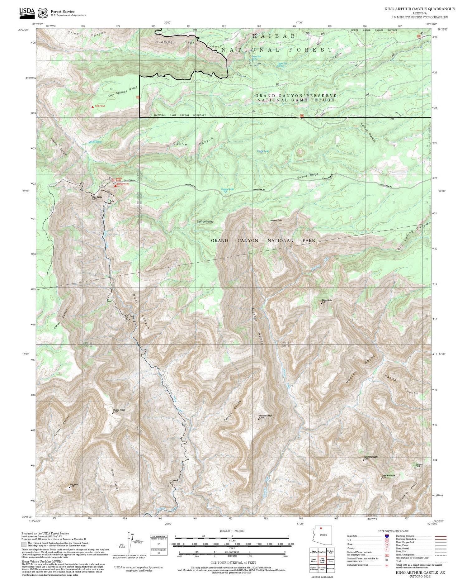 2025 Forest Service Topo Map of King Arthur Castle Arizona