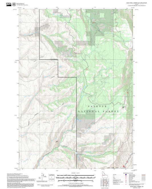 2025 Forest Service Topo Map of King Hill Creek Idaho